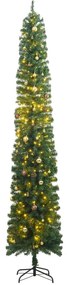 Úzky vianočný stromček 300 LED, s guľami 270 cm 3210216