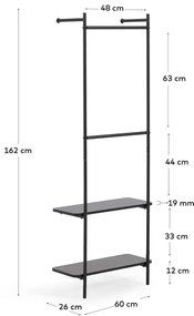 Čierny nástenný kovový set do predsiene Kave Home Galatia