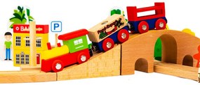 Drevená vláčkodráha  Eco Toys - 74 dielikov