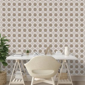 Tapeta hnedé kvetinové ornamenty