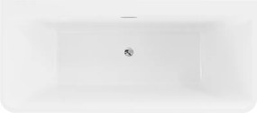 Mexen Volta, voľne stojaca nástenna vaňa 150 x 75 cm, biela, chrómový prepad, 51131507500-01