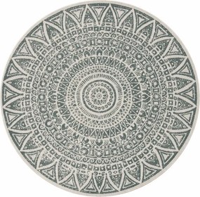 Kusový koberec Mojkoberec Original Nora 104163 Green Creme kruh – na von aj na doma, 200x200 (priemer) kruh, zelená, chodba / predsieň, Mujkoberec Original