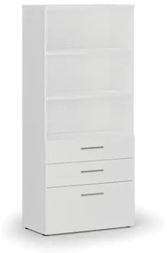Kancelárska skriňa s kombinovanými zásuvkami PRIMO WHITE, 1781 x 800 x 420 mm, biela
