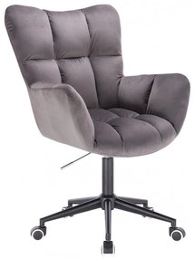 LuxuryForm DESIGN Kreslo AURORA VELUR na čiernej podstave s kolieskami - tmavo šedé