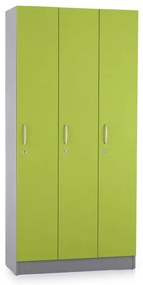 Drevená šatníková skrinka Visio LUX - 3 oddiely, 90 x 42 x 190 cm, zelená