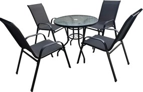 TRENDIE Zostava záhradného nábytku - 4 stoličky a stôl 80cm okrúhly