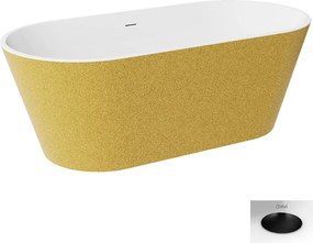 Besco Akrylátová voľne stojaca vaňa Deeva Glam Z 150x75 (160x75, 170x80, 180x80) BESCO-Typ výpuste: Click-Clack so sitkovým prepadom, čierna matná, B…