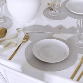 Ľanové prestieranie myška svetlosivá so zlatom 39x35cm