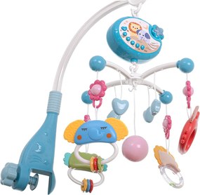 KIK Lullaby Star Design kolotoč nad postieľku s projektorom hviezd a diaľkovým ovládaním, modrý