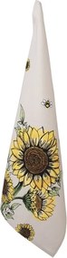 Béžová bavlnená utierka so slnečnicami Sunny Sunflowers - 50*70cm