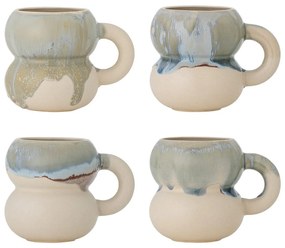 Modré/krémové hrnčeky v súprave 4 ks z kameniny 400 ml Luna – Bloomingville