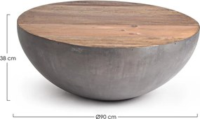Sivý/v prírodnej farbe kovový okrúhly konferenčný stolík ø 90 cm Lancaster – Bizzotto