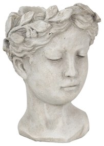 Šedý betónový kvetináč hlava ženy - 12 * 11 * 16 cm