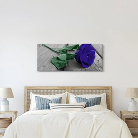 Obraz - Modrá ruža so zelenou stonkou (120x50 cm)
