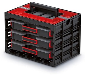 Skrinka s 3 prepážkovými organizérmi 41,5 × 29 × 29 cm, čierna