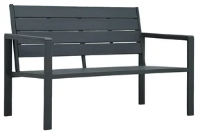 vidaXL Záhradná lavička 120 cm, HDPE, sivá, drevený vzhľad