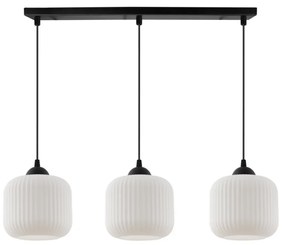 Závesné svietidlo Riffle, 3x biele sklenené tienidlo, b