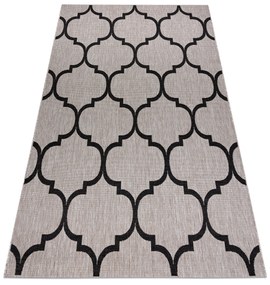Šnúrkový koberec SIZAL FLOORLUX 20608,marokánsky trellis, sivo /čierny
