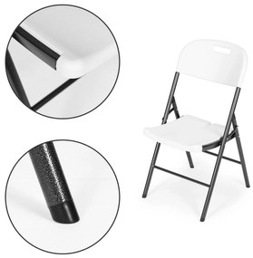 ModernHome Sada 4 skladacích stoličiek, kovový rám HDPE - biela, ModernHome