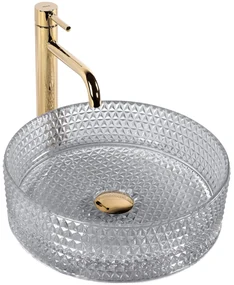 Rea Cristal, sklenené umývadlo na dosku 355 x 355 x 115 mm, dymové sklo, REA-U9615