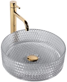 Rea Cristal, sklenené umývadlo na dosku 355 x 355 x 115 mm, dymové sklo, REA-U9615
