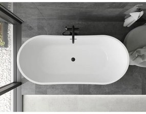 Mexen Montana, voľne stojaca vaňa 150 x 75 cm, biela, čierny matný prepad, 52011507500-70