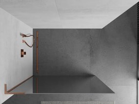Mexen Kioto L, sprchová zástena Walk-In 90 x 200 cm, 8mm sklo vzor zrkadlo, medený matný profil, 800-090-103-65-50