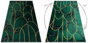 Koberec EMERALD exkluzívny 1016 glamour, styl art deco, marmur fľaškovo zelený / zlatý