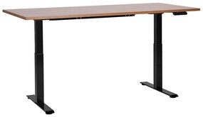 Elektricky nastaviteľný písací stôl 180 x 80 cm tmavé drevo/čierna DESTINES Beliani