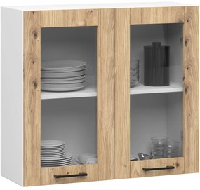 Závesná kuchynská skrinka OLIVIE W 80x72 cm biela mat/dub artisan
