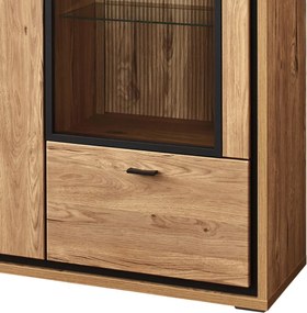 Skrinka s presklením Flores, dub gustavson/antracit