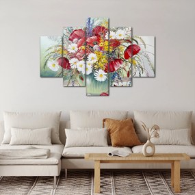 Obraz vázy s divokými kvetmi (150x105 cm)