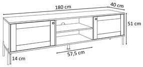 TV STOLÍK THEO S VIEDENSKÝM VÝPLETOM ČIERNY 180 cm