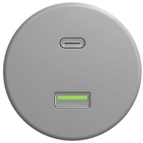 Kliklap - Retro USB zásuvka A+C bez rámika šedá