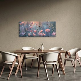 Obraz - Kvety v pastelových farbách (120x50 cm)