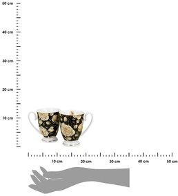 Porcelánový hrnček na nohe Royal English Roses Black 320 ml sada 2ks