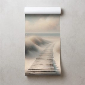 Tapeta piesková pláž s drevenou cestou