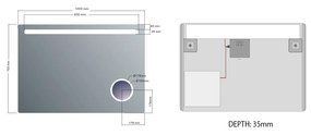 Sapho Sapho, ASTRO LED podsvietené zrkadlo 1000x700mm, kozmetické zrkadielko, MIRL4