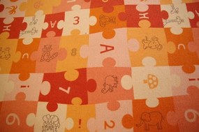Detský metrážny koberec PUZZLE oranžový