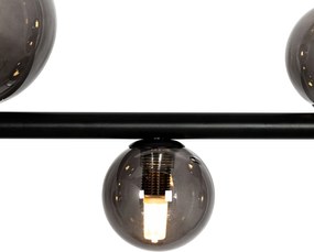 Čierne závesné svietidlo s dymovým sklom obdĺžnikovým 8-svetlovým - Monaco