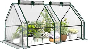 Outsunny priehľadný prenosný skleník so zipsovým okienkom – oceľový rám, 180 × 90 × 90 cm | Aosom