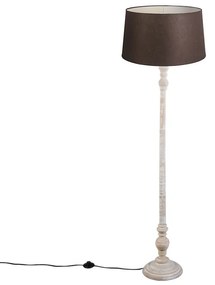 Stojacia lampa s ľanovým tienidlom hnedá 45 cm - Classico