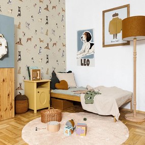 Tapeta psy béžová s bodkami 280x100 cm