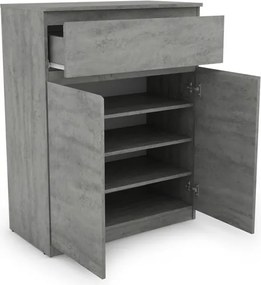 Skrinka so zásuvkou Carlos, šedý beton, 80 cm