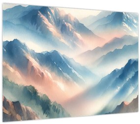 Sklenený obraz - Akvarelové hory (70x50 cm)