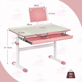 Výškovo nastaviteľný detský stôl, s naklápacou doskou | ružový