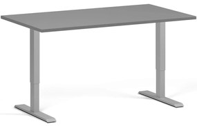 Výškovo nastaviteľný stôl, 140x80 cm, 1 motor, sivá podnož, grafit