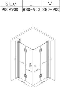 BPS-koupelny Štvorcový sprchový kút HYD-SK08B-M 90x90 čierna/transparent - bez vaničky