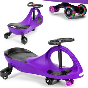 Gravitačné jazdítko ECOTOYS 360° volant s LED kolieskami, gumové kolesá, 3+ fialové