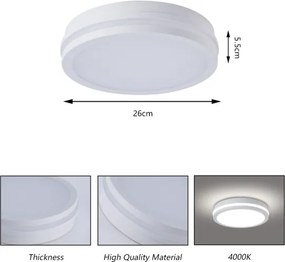 Brilagi - LED vonkajšie svietidlo so senzorom BENE LED/24W/230V pr. 26 cm biela IP54